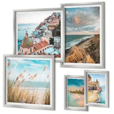 Plážové krajiny světa v rámu jako polyptych