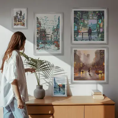 Sada obrazů do ložnice moderní městské scenérie