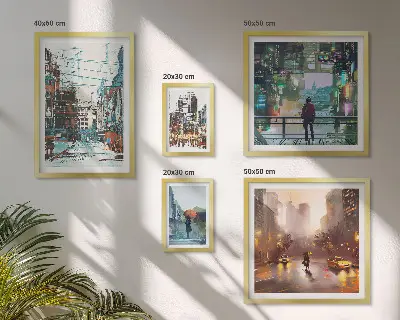 Sada obrazů do ložnice moderní městské scenérie