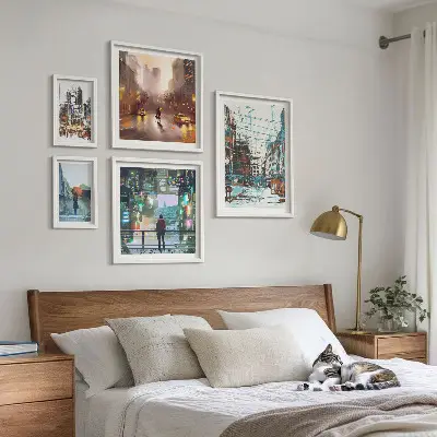 Sada obrazů do ložnice moderní městské scenérie