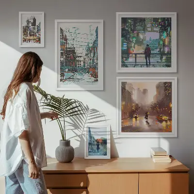 Sada obrazů do ložnice moderní městské scenérie