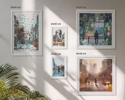 Sada obrazů do ložnice moderní městské scenérie