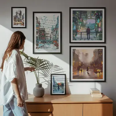 Sada obrazů do ložnice moderní městské scenérie