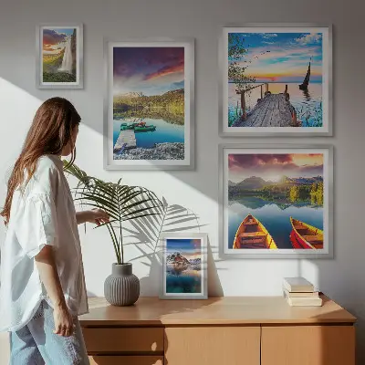 Sada obrazů do ložnice s motivem krajin, vodopádů a jezer
