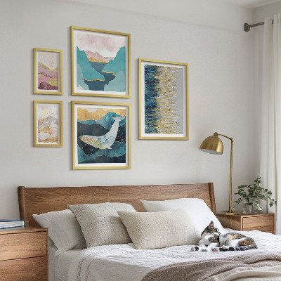 Sada obrazů do ložnice Abstraktní hory moderní moře