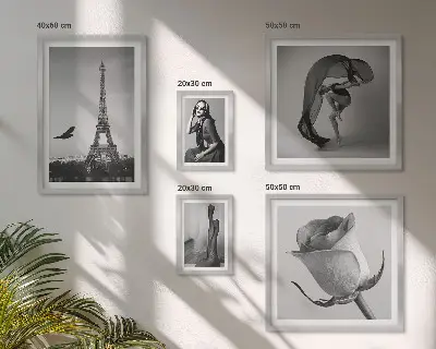 Stylová černobílá Paříž poliptyk v rámu