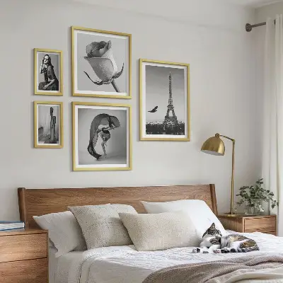 Stylová černobílá Paříž poliptyk v rámu