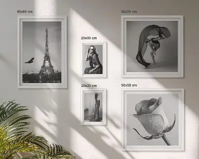 Stylová černobílá Paříž poliptyk v rámu