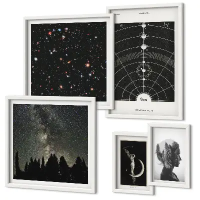 Sada obrazů do ložnice kosmické inspirace s galaxií