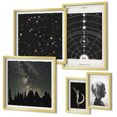 Sada obrazů do ložnice kosmické inspirace s galaxií