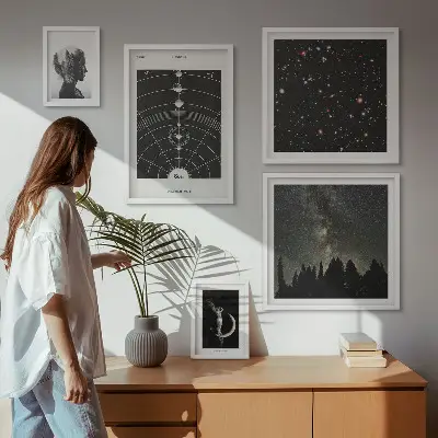 Sada obrazů do ložnice kosmické inspirace s galaxií