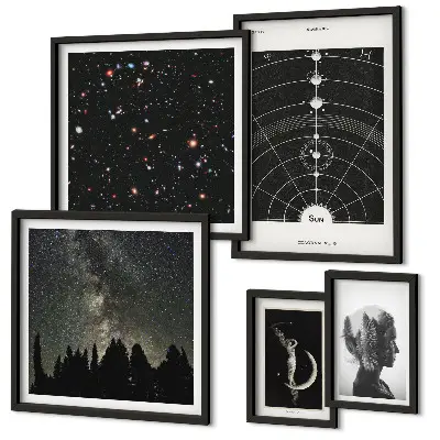 Sada obrazů do ložnice kosmické inspirace s galaxií