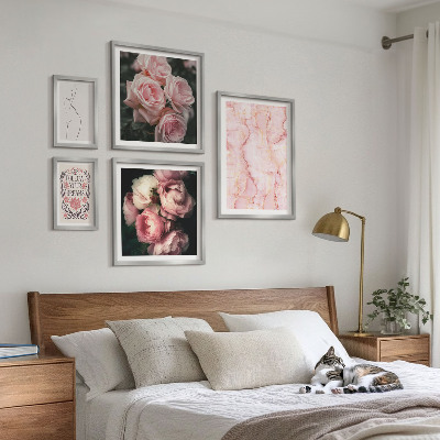 Poliptyk v rámu Růžové květy v boho stylu