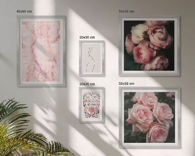 Poliptyk v rámu Růžové květy v boho stylu