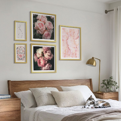 Poliptyk v rámu Růžové květy v boho stylu