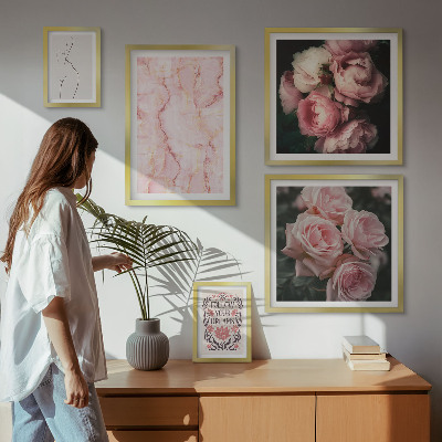 Poliptyk v rámu Růžové květy v boho stylu