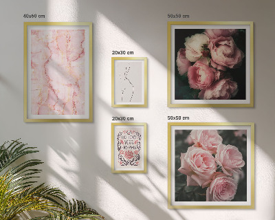 Poliptyk v rámu Růžové květy v boho stylu