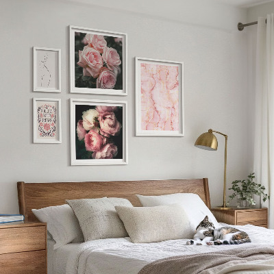 Poliptyk v rámu Růžové květy v boho stylu