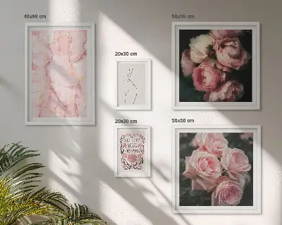 Růžové květy v boho stylu vícedílný obraz v rámu