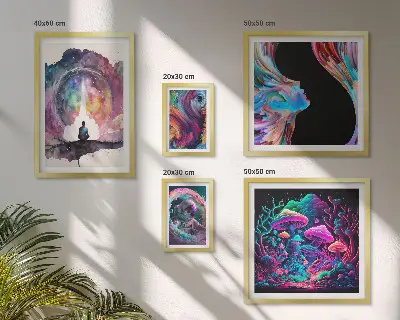 Sada obrazů do ložnice kosmické inspirace v surrealistickém stylu