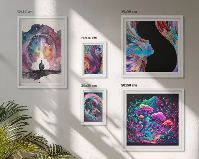 Sada obrazů do ložnice kosmické inspirace v surrealistickém stylu