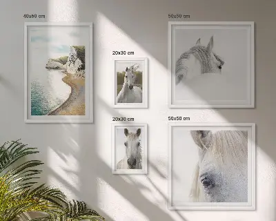 Poliptyk v rámu koně na pláži v minimalistickém stylu