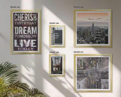 Sada obrazů do ložnice s inspirativními městskými slogany