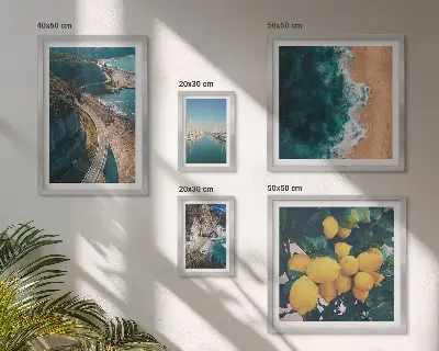 Citrusové plážové krajiny poliptyk v rámu