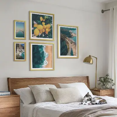 Citrusové plážové krajiny poliptyk v rámu