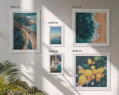 Citrusové plážové krajiny poliptyk v rámu