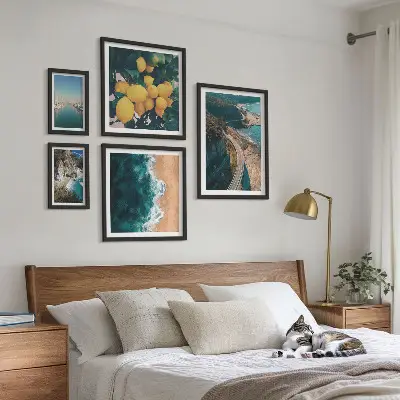 Citrusové plážové krajiny poliptyk v rámu