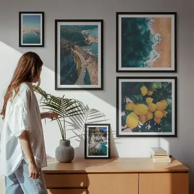 Citrusové plážové krajiny poliptyk v rámu