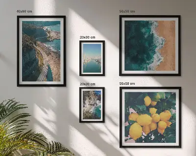 Citrusové plážové krajiny poliptyk v rámu