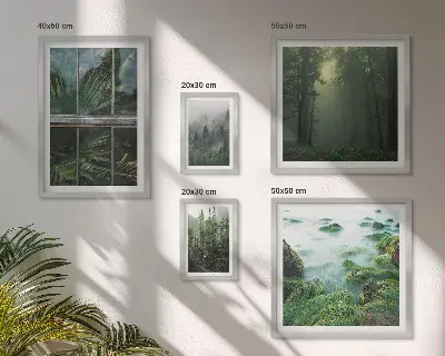 Sada obrazů do ložnice zelené krajiny s lesy a vegetací