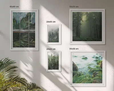 Sada obrazů do ložnice zelené krajiny s lesy a vegetací