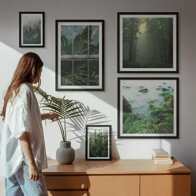 Sada obrazů do ložnice zelené krajiny s lesy a vegetací