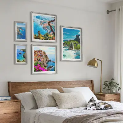 Výhledy na přímořskou krajinu poliptyk v rámu