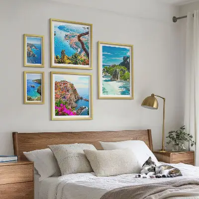 Výhledy na přímořskou krajinu poliptyk v rámu
