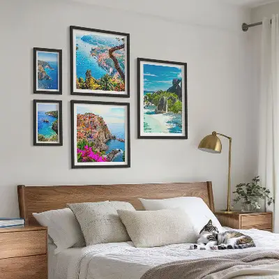 Výhledy na přímořskou krajinu poliptyk v rámu