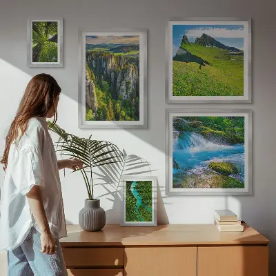 Sada obrazů do ložnice s motivem krajiny hor, řek a lesů