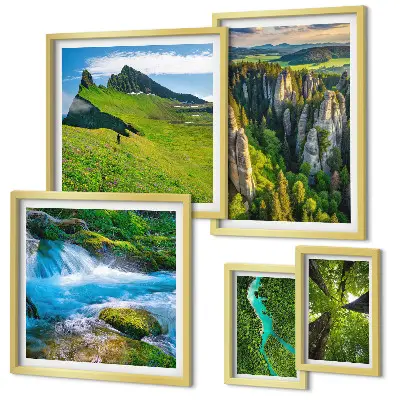Sada obrazů do ložnice s motivem krajiny hor, řek a lesů