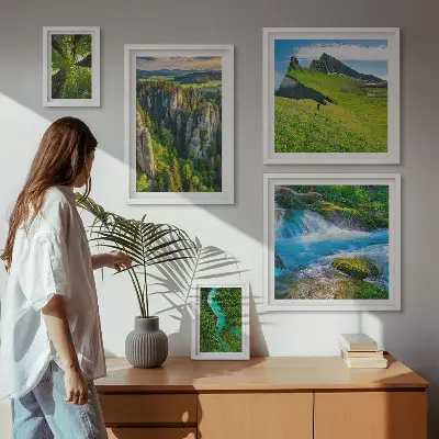 Sada obrazů do ložnice s motivem krajiny hor, řek a lesů