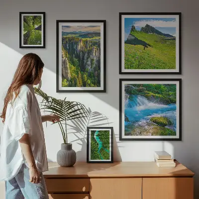 Sada obrazů do ložnice s motivem krajiny hor, řek a lesů