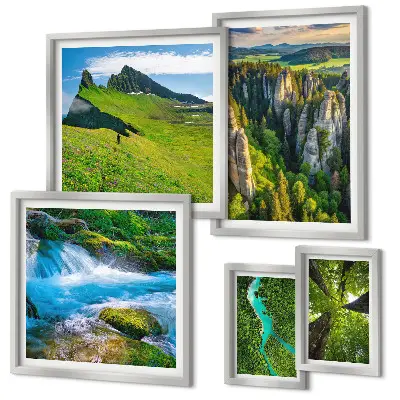 Sada obrazů do ložnice s motivem krajiny hor, řek a lesů