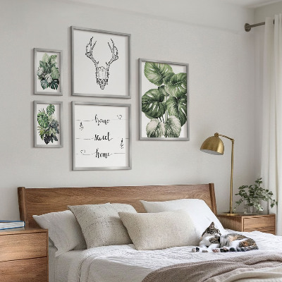 Sada obrazů do ložnice Rostlinné motivy s přírodním domovem