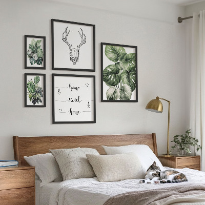 Sada obrazů do ložnice Rostlinné motivy s přírodním domovem