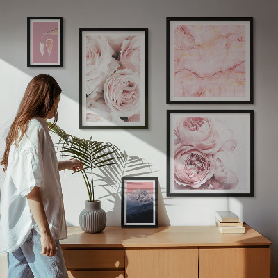 Poliptyk v rámu Elegantní akcent s růžovými květy