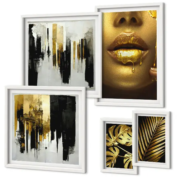 Polyptych v rámu s motivem glamour rostlin a tváří