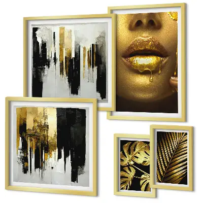 Polyptych v rámu s motivem glamour rostlin a tváří