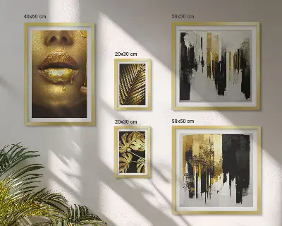 Polyptych v rámu s motivem glamour rostlin a tváří